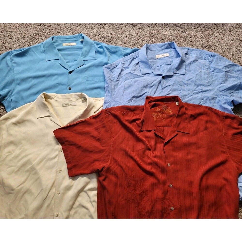 Lot of 4 Tommy Bahama Silk Camp Shirts Mens XXL Short Sleeve Button Up Casual